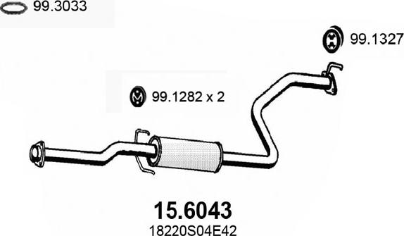ASSO 15.6043 - Средний глушитель выхлопных газов autosila-amz.com