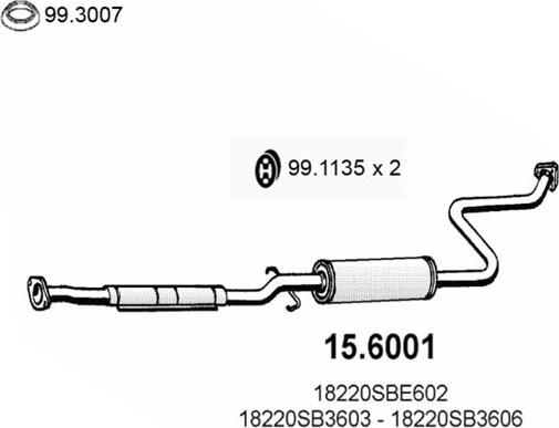 ASSO 15.6001 - Средний глушитель выхлопных газов autosila-amz.com