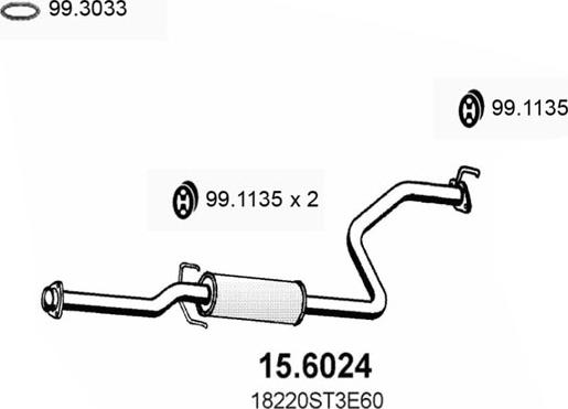 ASSO 15.6024 - Средний глушитель выхлопных газов autosila-amz.com
