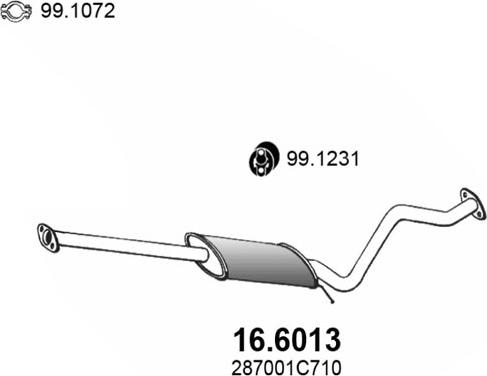 ASSO 16.6013 - Средний глушитель выхлопных газов autosila-amz.com