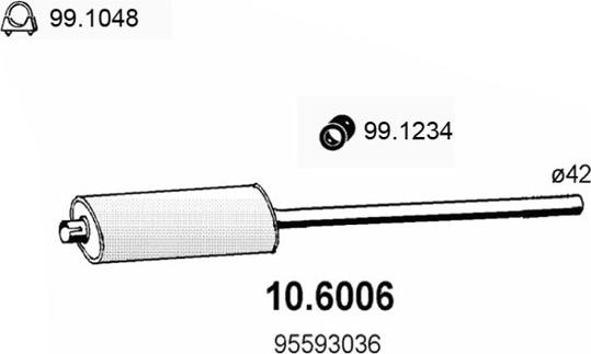 ASSO 10.6006 - Средний глушитель выхлопных газов autosila-amz.com