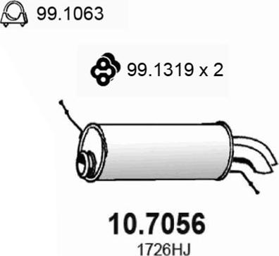 ASSO 10.7056 - Глушитель выхлопных газов, конечный autosila-amz.com
