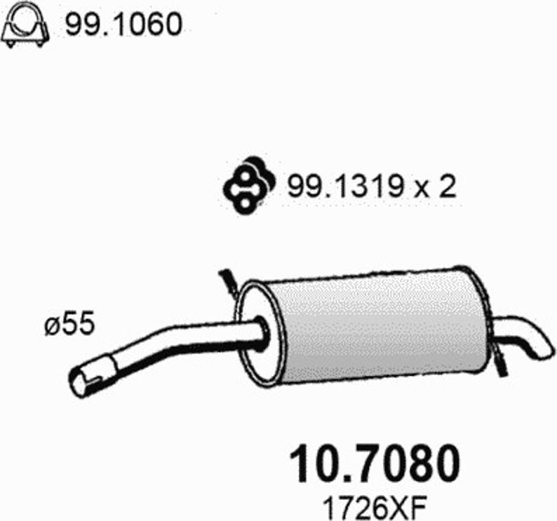 ASSO 107080 - Глушитель выхлопных газов, конечный autosila-amz.com