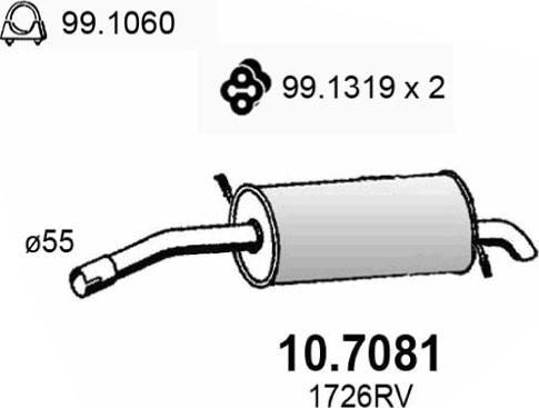 ASSO 10.7081 - Глушитель выхлопных газов, конечный autosila-amz.com