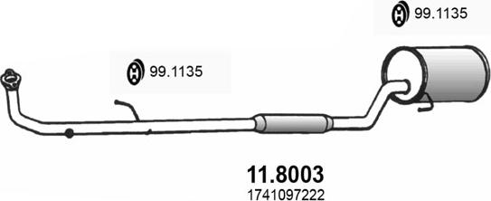 ASSO 11.8003 - Средний / конечный глушитель ОГ autosila-amz.com