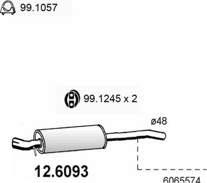 ASSO 12.6093 - Резонатор глушителя средний FIAT MULTIPLA 100 16V (BW) 10/98 autosila-amz.com