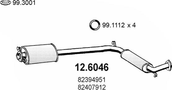 ASSO 12.6046 - Средний глушитель выхлопных газов autosila-amz.com