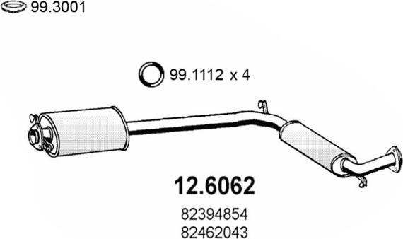 ASSO 12.6062 - Средний глушитель выхлопных газов autosila-amz.com