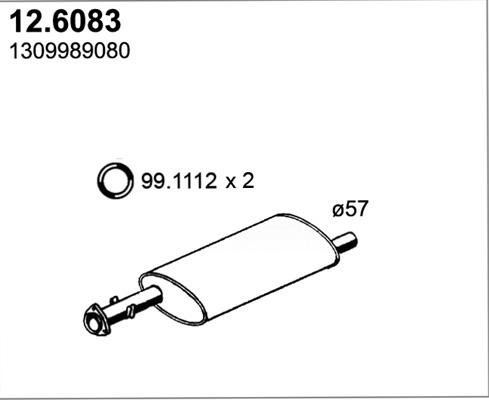 ASSO 12.6083 - Средний глушитель выхлопных газов autosila-amz.com