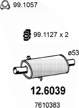 ASSO 12.6039 - Средний глушитель выхлопных газов autosila-amz.com