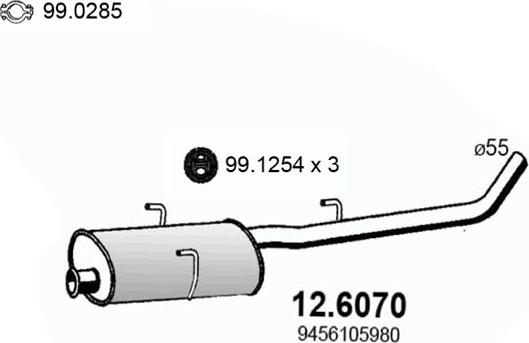 ASSO 12.6070 - Средний глушитель выхлопных газов autosila-amz.com