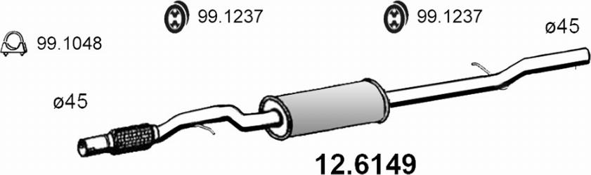 ASSO 12.6149 - Средний глушитель выхлопных газов autosila-amz.com