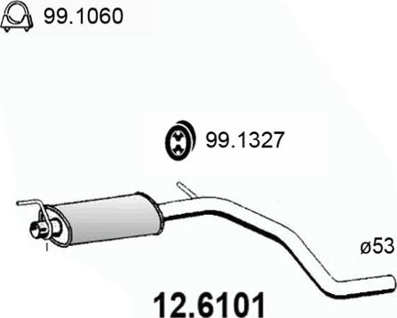ASSO 12.6101 - Средний глушитель выхлопных газов autosila-amz.com