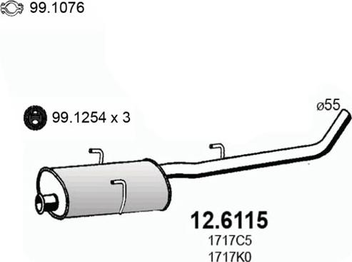ASSO 12.6115 - Средний глушитель выхлопных газов autosila-amz.com