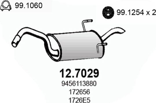 ASSO 12.7029 - Глушитель выхлопных газов, конечный autosila-amz.com