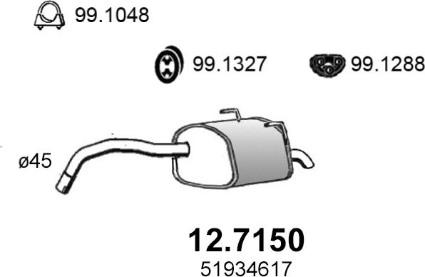 ASSO 12.7150 - Глушитель выхлопных газов, конечный autosila-amz.com