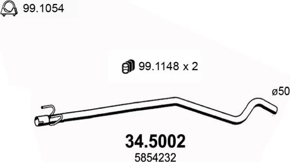 ASSO 34.5002 - Труба выхлопного газа autosila-amz.com