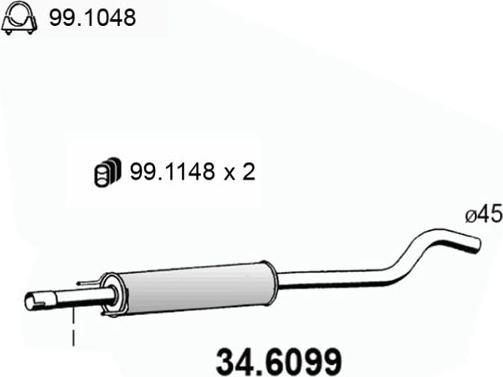 ASSO 34.6099 - Средний глушитель выхлопных газов autosila-amz.com