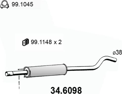 ASSO 34.6098 - Средний глушитель выхлопных газов autosila-amz.com