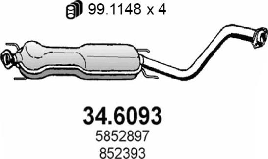 ASSO 34.6093 - Средний глушитель выхлопных газов autosila-amz.com