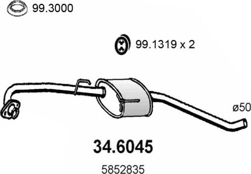 ASSO 34.6045 - Средний глушитель выхлопных газов autosila-amz.com