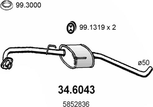 ASSO 34.6043 - Средний глушитель выхлопных газов autosila-amz.com