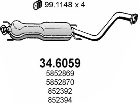 ASSO 34.6059 - Средний глушитель выхлопных газов autosila-amz.com