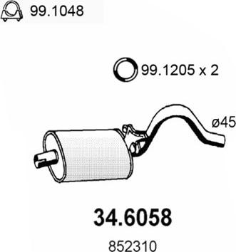 ASSO 34.6058 - Средний глушитель выхлопных газов autosila-amz.com