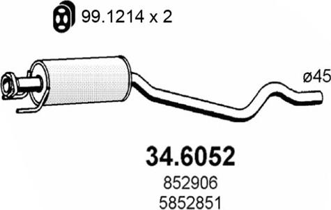 ASSO 34.6052 - Средний глушитель выхлопных газов autosila-amz.com