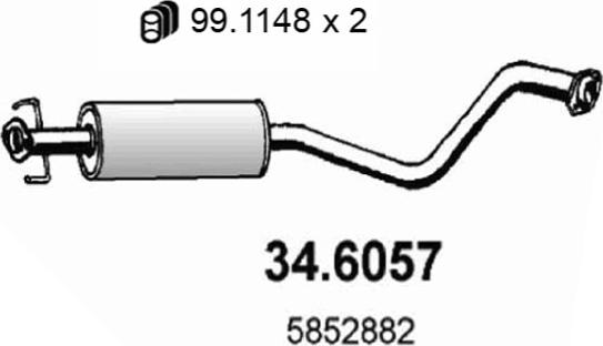 ASSO 34.6057 - Средний глушитель выхлопных газов autosila-amz.com