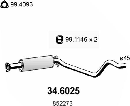 ASSO 34.6025 - Средний глушитель выхлопных газов autosila-amz.com