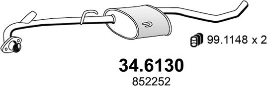 ASSO 34.6130 - Средний глушитель выхлопных газов autosila-amz.com