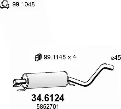 ASSO 34.6124 - Средний глушитель выхлопных газов autosila-amz.com
