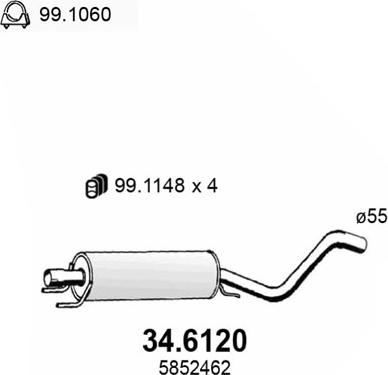 ASSO 34.6120 - Средний глушитель выхлопных газов autosila-amz.com