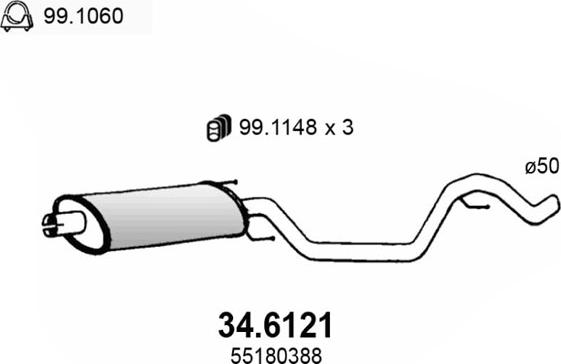 ASSO 34.6121 - Средний глушитель выхлопных газов autosila-amz.com