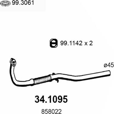 ASSO 34.1095 - Труба выхлопного газа autosila-amz.com