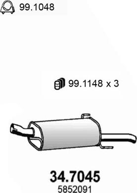 ASSO 34.7045 - Глушитель выхлопных газов, конечный autosila-amz.com
