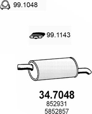 ASSO 34.7048 - Глушитель выхлопных газов, конечный autosila-amz.com