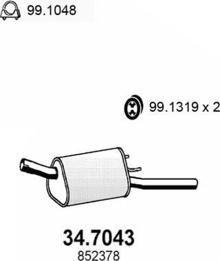 ASSO 34.7043 - Глушитель выхлопных газов, конечный autosila-amz.com