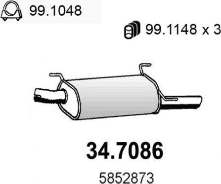 ASSO 34.7086 - Глушитель выхлопных газов, конечный autosila-amz.com