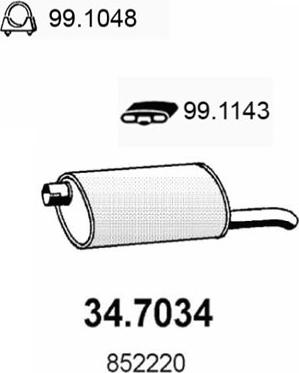 ASSO 34.7034 - Глушитель выхлопных газов, конечный autosila-amz.com