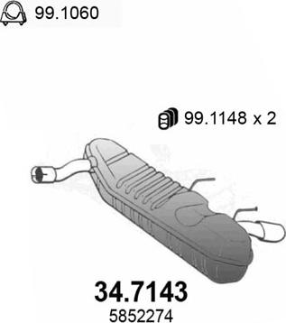 ASSO 34.7143 - Глушитель выхлопных газов, конечный autosila-amz.com