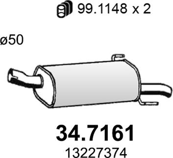 ASSO 34.7161 - Глушитель выхлопных газов, конечный autosila-amz.com