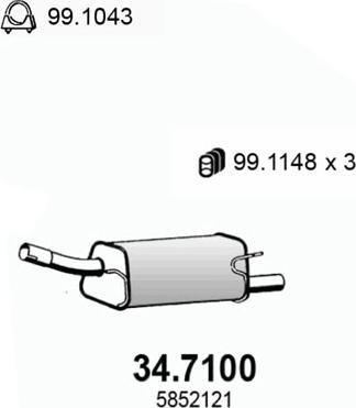 ASSO 34.7100 - Глушитель выхлопных газов, конечный autosila-amz.com