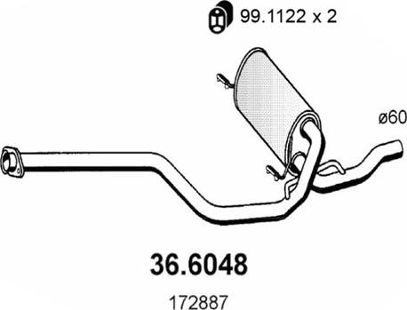ASSO 36.6048 - Средний глушитель выхлопных газов autosila-amz.com