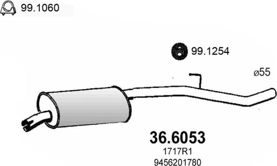 ASSO 36.6053 - Средний глушитель выхлопных газов autosila-amz.com