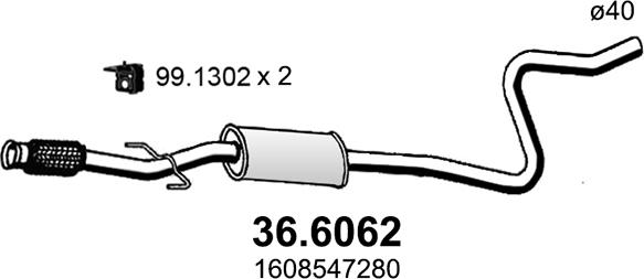 ASSO 36.6062 - Средний глушитель выхлопных газов autosila-amz.com
