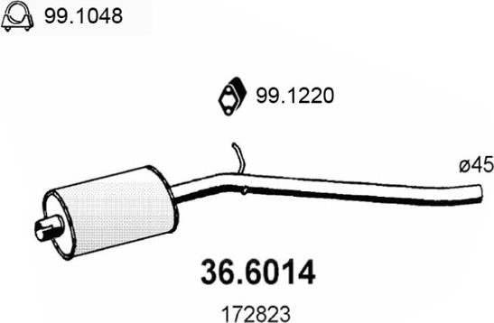 ASSO 36.6014 - Средний глушитель выхлопных газов autosila-amz.com