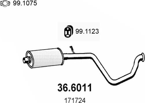 ASSO 36.6011 - Средний глушитель выхлопных газов autosila-amz.com