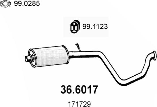ASSO 36.6017 - Средний глушитель выхлопных газов autosila-amz.com